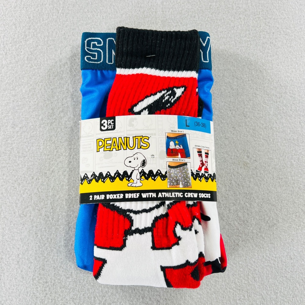 Peanuts Snoopy Boxer Briefs and Socks Set Mens Size M Multicolor 3-Piece NWT